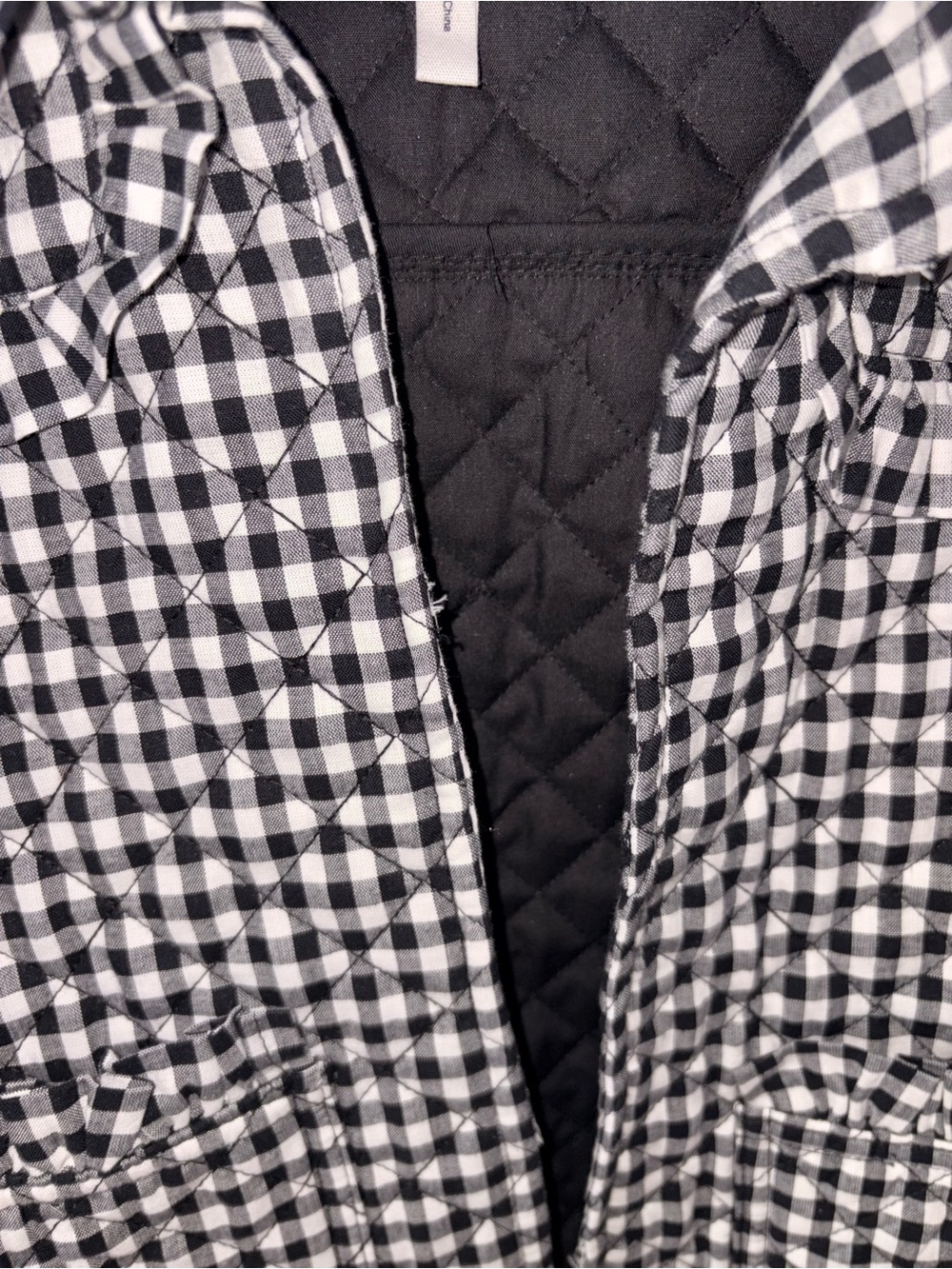 Avec Les Filles Black & White Gingham Quilted Cropped Jacket - Picture 3 of 4